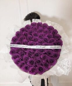 Bó hoa hồng sáp cao cấp nhũ HN3 màu tím đậm