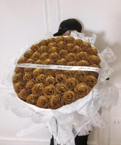 Bó hoa hồng sáp cao cấp nhũ HN3 màu vàng