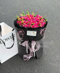 Bó hoa lụa tỉ muội hồng đậm ( oder)