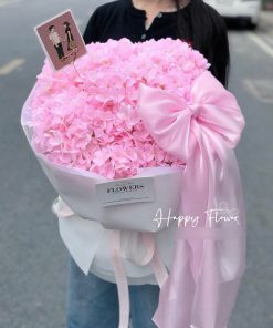 Bó hoa tú cầu kèm nơ- thiệp