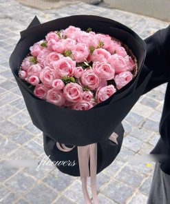 Bó hoa lụa hồng trà