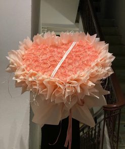 Bó hoa tim loang cam giấy xếp trắng