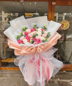 Hoa cánh tim hồng thơm cao cấp 20-10 mix lá táo siêu to