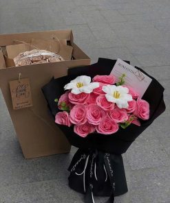 Bó hoa hồng sẽ mix tulip